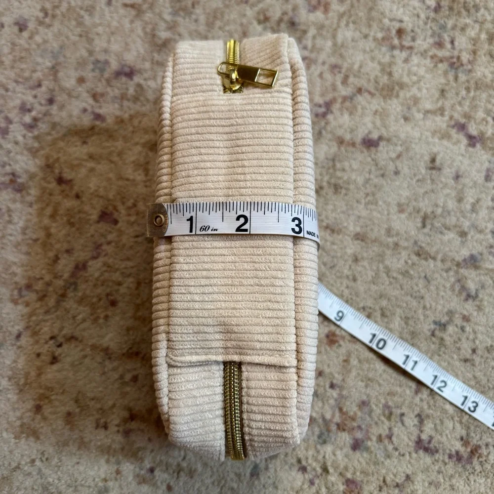 Tan Corduroy Cosmetic Bag
